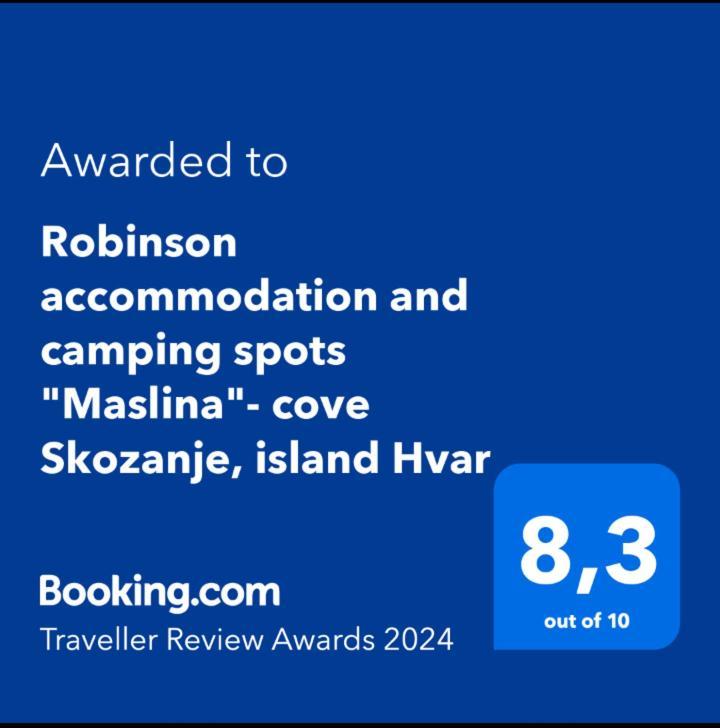 Robinson Accommodation And Camping Spots "Maslina"- Cove Skozanje, Island Hvar Gdinj Экстерьер фото
